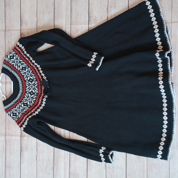 Hanna Andersson knot sweater dress. Navy blue wite and red. Girls 10 (140) - Picture 1 of 4